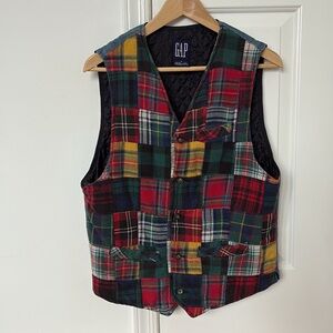 VTG 90s Gap plaid Flannel Patchwork Vest Size small men women unisex